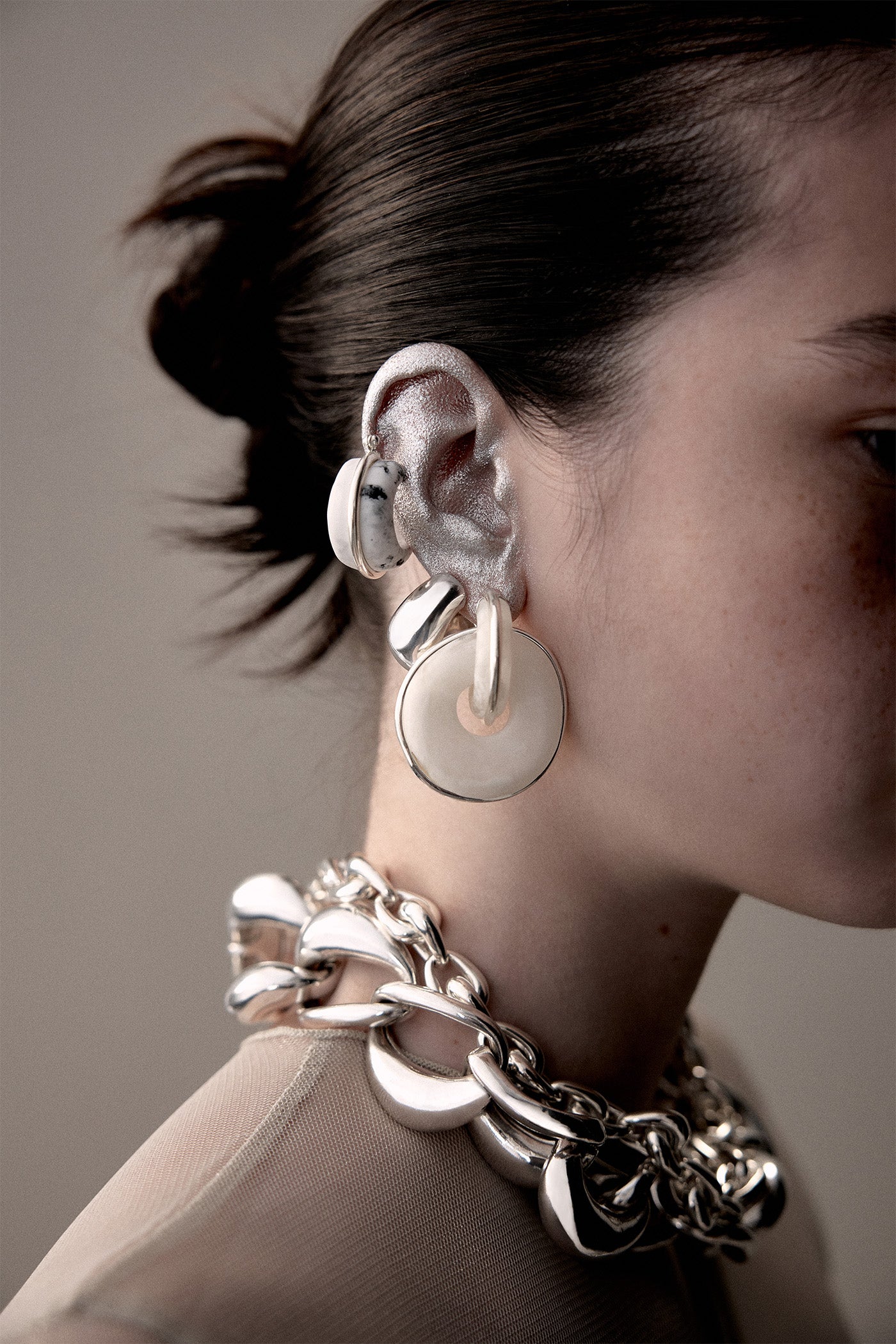 Liquid Chain Earrings - Silver – Dinosaur Designs US