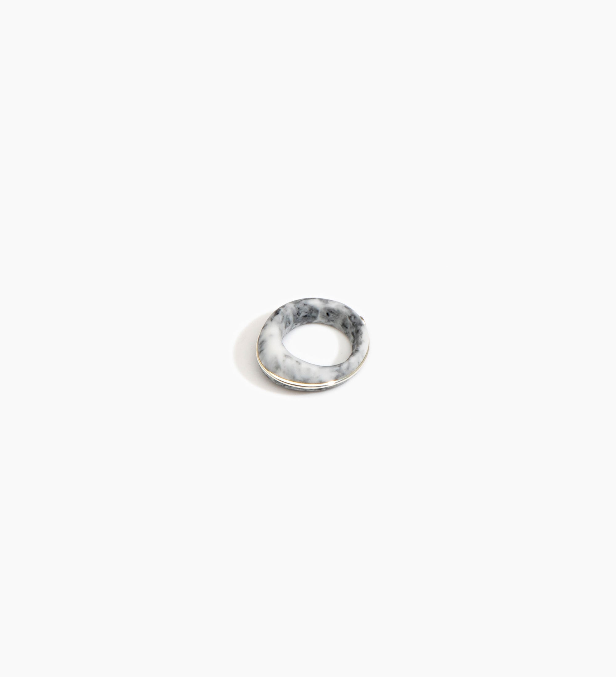 Dinosaur Designs Drift Slate Ring Rings in White Marble color resin with Silver-Plated Brass Material