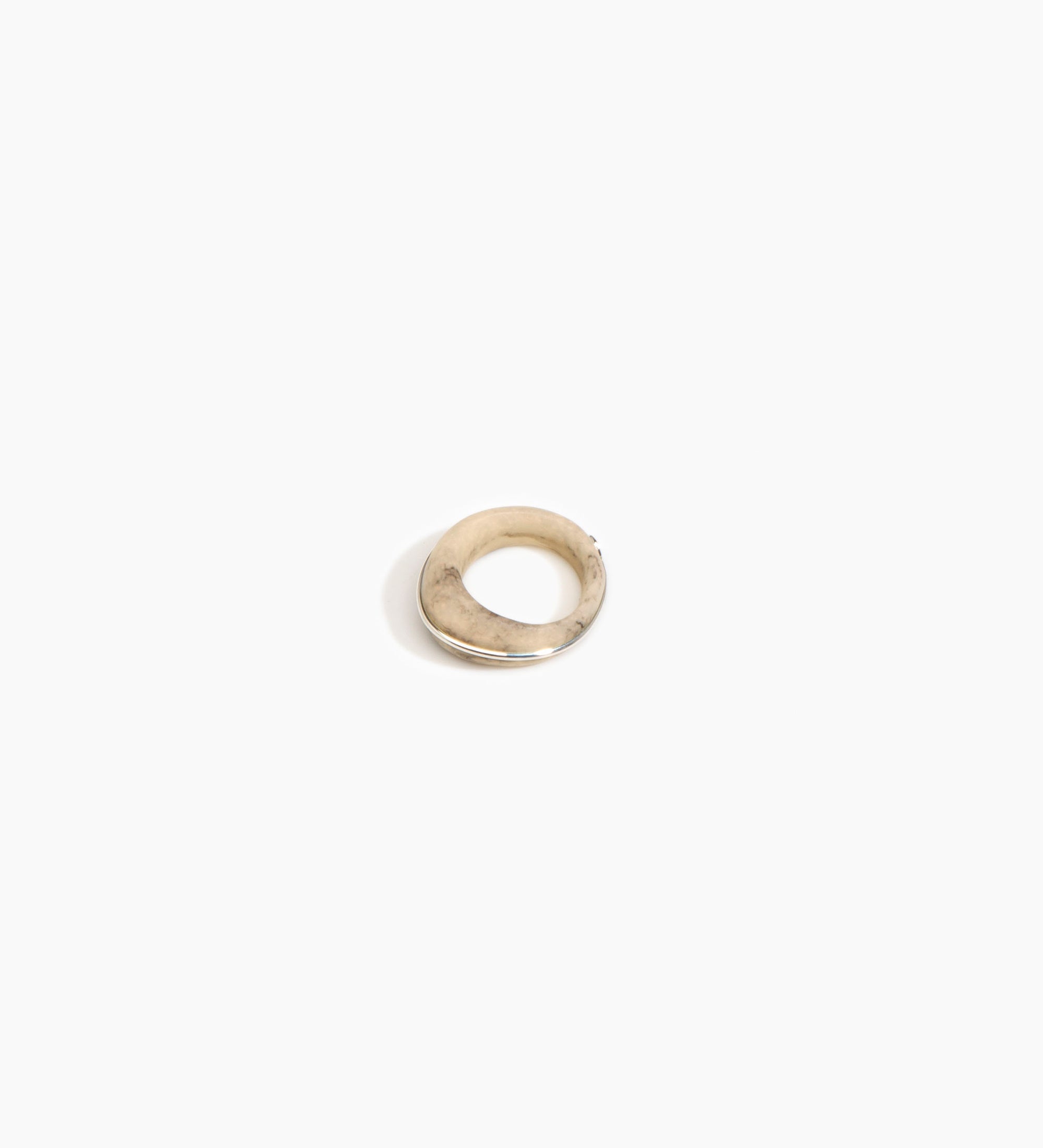 Dinosaur Designs Drift Slate Ring Rings in Sandy Pearl color resin with Silver-Plated Brass Material