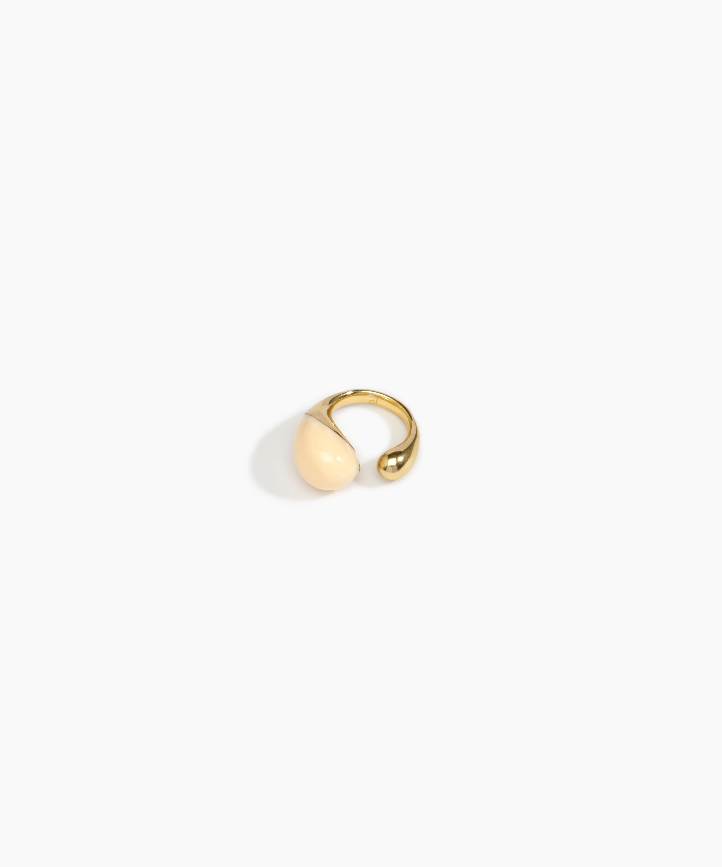 LO Collections Mungbean Ring Rings in Nano-Coated Brass Material resin with Cream color