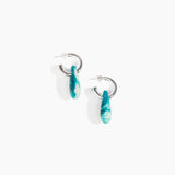 Dinosaur Designs Small Rock Hoop Earrings Earrings in Lagoon color resin with Silver-Plated Brass Hoop Material