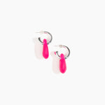 Dinosaur Designs Small Rock Hoop Earrings Earrings in Flamingo Colour resin with Silver-Plated Brass Hoop Material