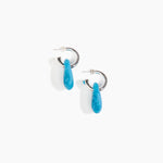 Dinosaur Designs Small Rock Hoop Earrings Earrings in Sky color resin with Silver-Plated Brass Hoop Material