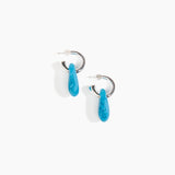 Dinosaur Designs Small Rock Hoop Earrings Earrings in Sky color resin with Silver-Plated Brass Hoop Material