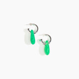 Dinosaur Designs Small Rock Hoop Earrings Earrings in Leaf Colour resin with Silver-Plated Brass Hoop Material