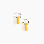 Dinosaur Designs Small Rock Hoop Earrings Earrings in Honeycomb color resin with Silver-Plated Brass Hoop Material