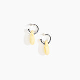 Dinosaur Designs Small Rock Hoop Earrings Earrings in Lemon color resin with Silver-Plated Brass Hoop Material