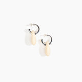 Dinosaur Designs Small Rock Hoop Earrings Earrings in Cream color resin with Silver-Plated Brass Hoop Material