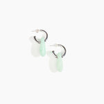 Dinosaur Designs Small Rock Hoop Earrings Earrings in Mint color resin with Silver-Plated Brass Hoop Material