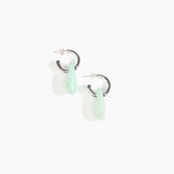 Dinosaur Designs Small Rock Hoop Earrings Earrings in Mint color resin with Silver-Plated Brass Hoop Material