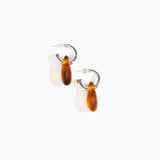 Dinosaur Designs Small Rock Hoop Earrings Earrings in Tortoise color resin with Silver-Plated Brass Hoop Material