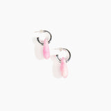 Dinosaur Designs Small Rock Hoop Earrings Earrings in Shell Pink color resin with Silver-Plated Brass Hoop Material