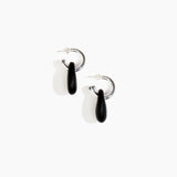 Dinosaur Designs Small Rock Hoop Earrings Earrings in Black color resin with Silver-Plated Brass Hoop Material