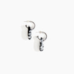 Dinosaur Designs Small Rock Hoop Earrings Earrings in Black Marble color resin with Silver-Plated Brass Hoop Material