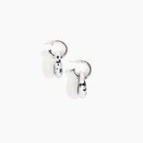 Dinosaur Designs Small Rock Hoop Earrings Earrings in White Marble color resin with Silver-Plated Brass Hoop Material