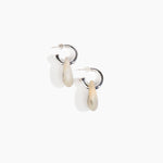 Dinosaur Designs Small Rock Hoop Earrings Earrings in Sandy Pearl color resin with Silver-Plated Brass Hoop Material