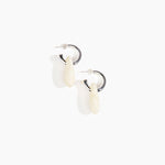 Dinosaur Designs Small Rock Hoop Earrings Earrings in Chalk Swirl color resin with Silver-Plated Brass Hoop Material