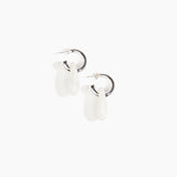 Dinosaur Designs Small Rock Hoop Earrings Earrings in Snow Swirl color resin with Silver-Plated Brass Hoop Material