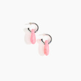 Dinosaur Designs Small Rock Hoop Earrings Earrings in Parakeet color resin with Silver-Plated Brass Hoop Material