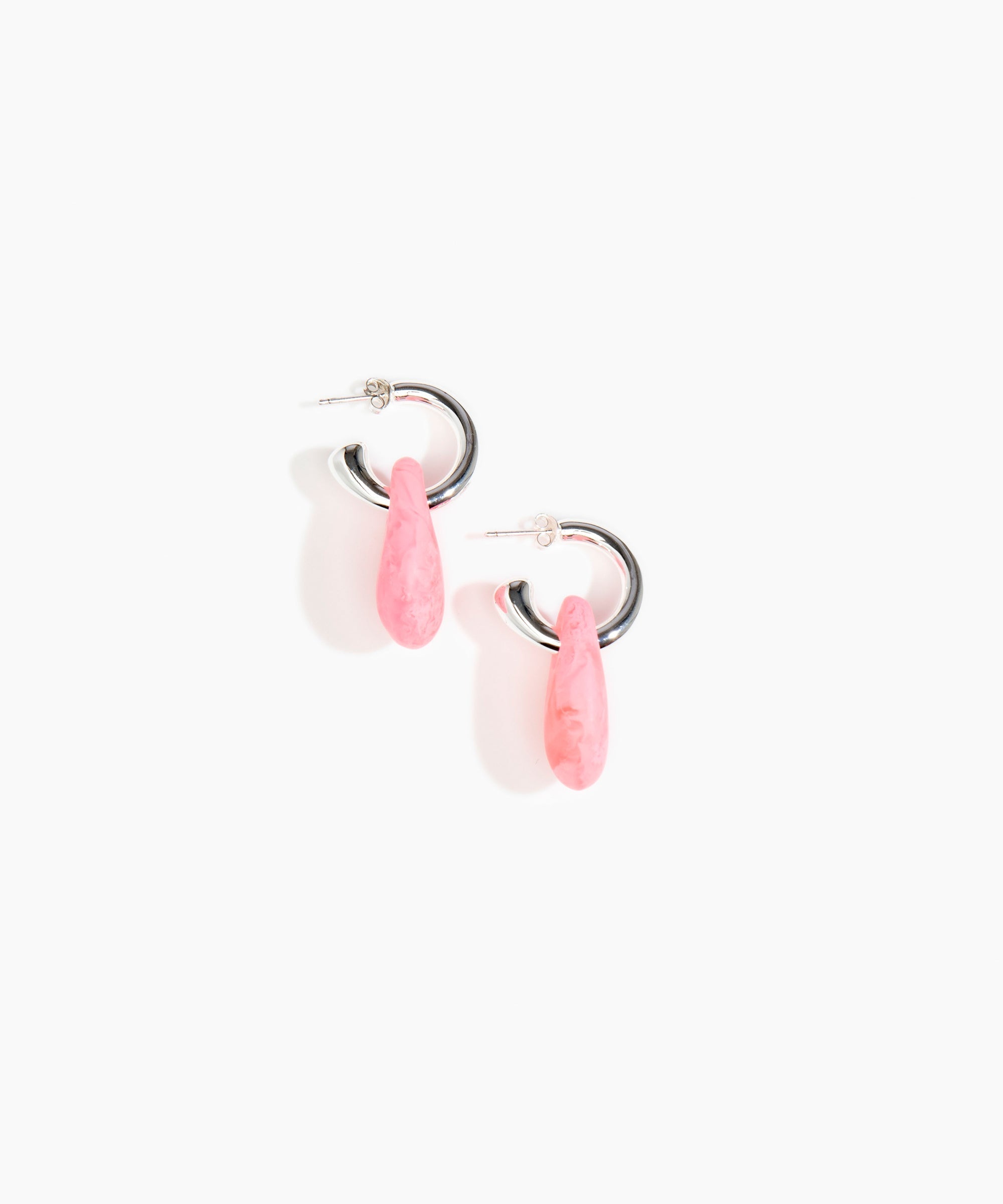 Dinosaur Designs Small Rock Hoop Earrings Earrings in Parakeet color resin with Silver-Plated Brass Hoop Material