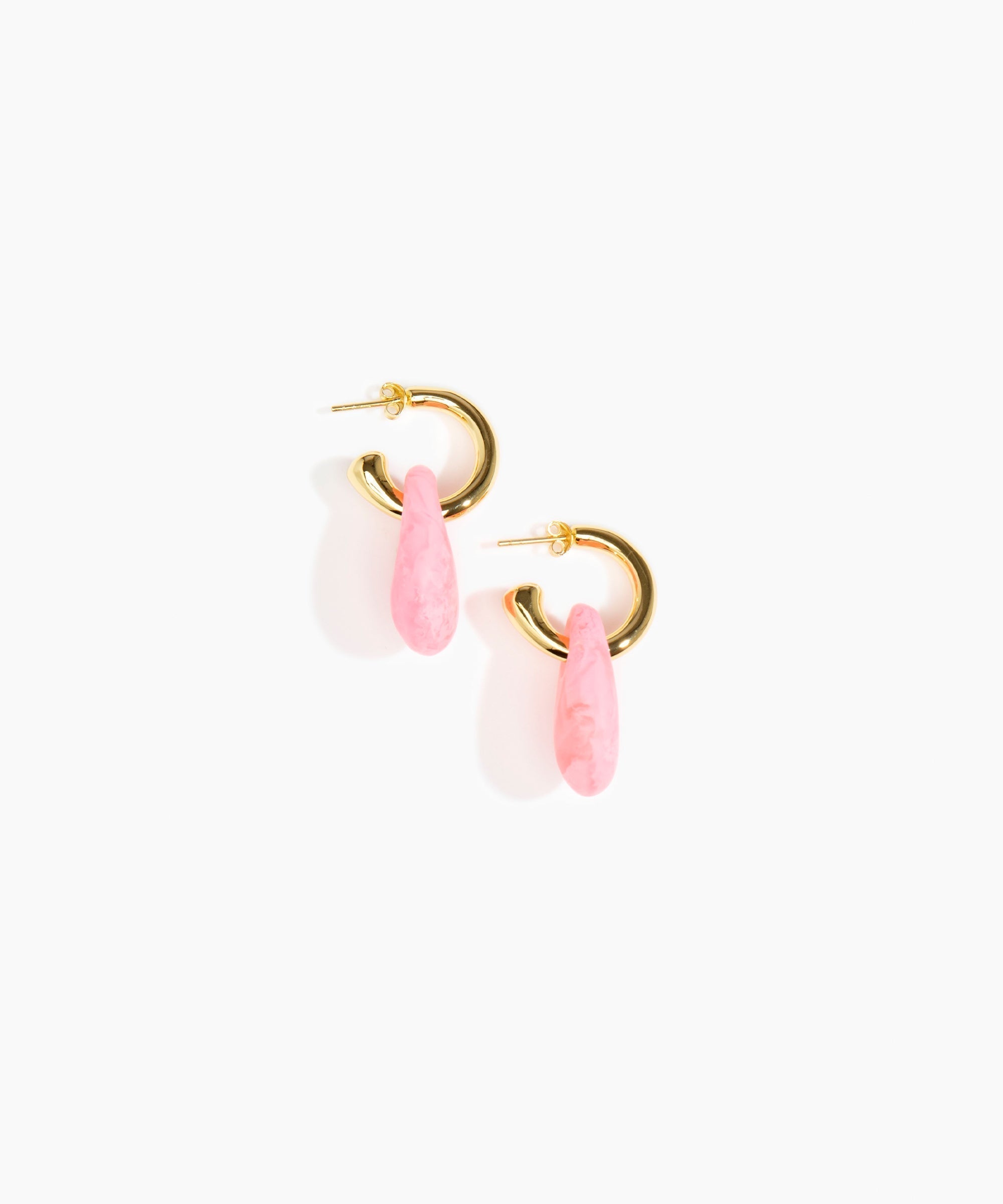 Dinosaur Designs Small Rock Hoop Earrings Earrings in Parakeet Colour resin with Brass Hoop Material