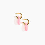 Dinosaur Designs Small Rock Hoop Earrings Earrings in Parakeet color resin with Brass Hoop Material