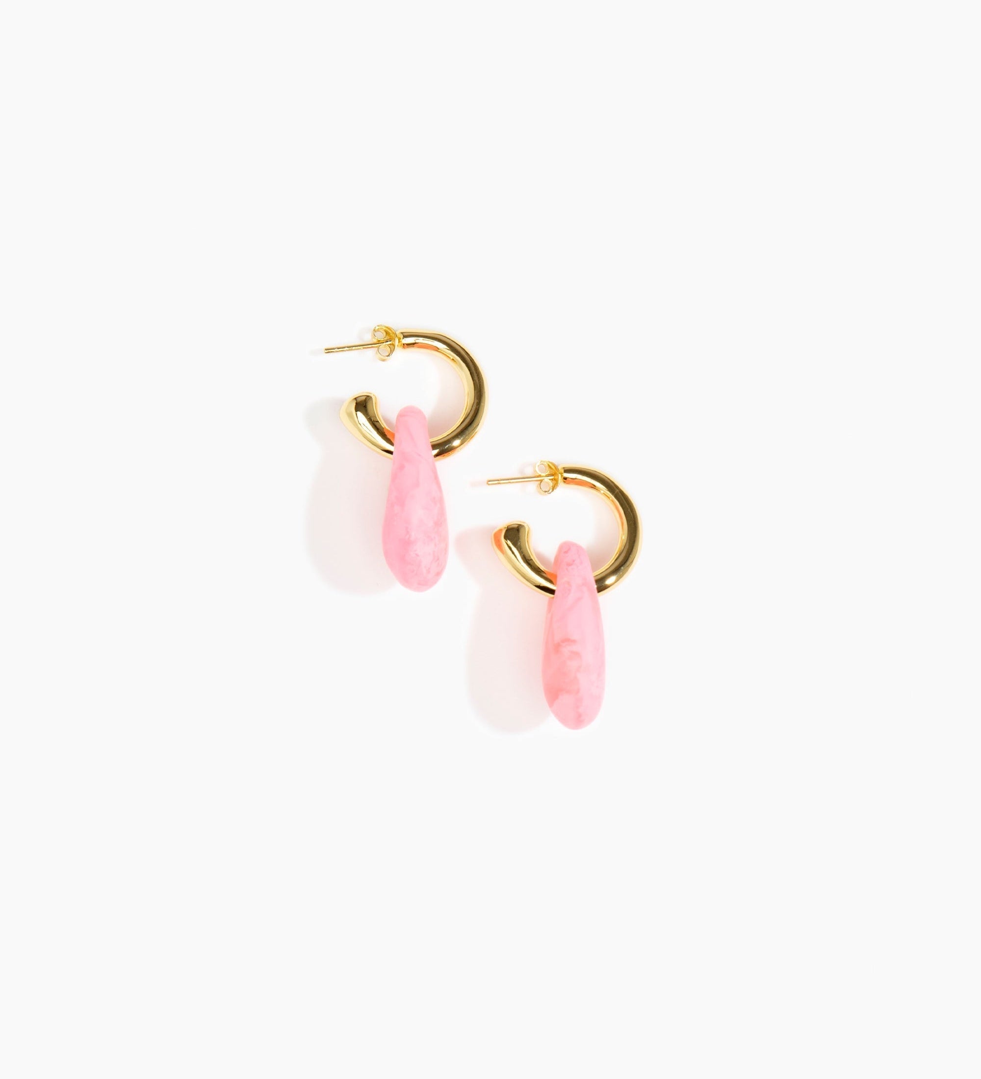 Dinosaur Designs Small Rock Hoop Earrings Earrings in Parakeet color resin with Brass Hoop Material