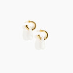 Dinosaur Designs Small Rock Hoop Earrings Earrings in Snow Swirl color resin with Brass Hoop Material