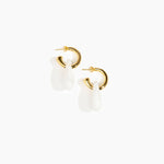 Dinosaur Designs Small Rock Hoop Earrings Earrings in Snow Swirl Colour resin with Brass Hoop Material