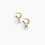 Dinosaur Designs Small Rock Hoop Earrings Earrings in White Marble Colour resin with Brass Hoop Material