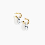 Dinosaur Designs Small Rock Hoop Earrings Earrings in White Marble color resin with Brass Hoop Material