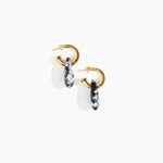 Dinosaur Designs Small Rock Hoop Earrings Earrings in Black Marble color resin with Brass Hoop Material