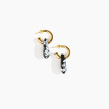 Dinosaur Designs Small Rock Hoop Earrings Earrings in Black Marble color resin with Brass Hoop Material