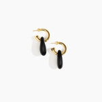 Dinosaur Designs Small Rock Hoop Earrings Earrings in Black color resin with Brass Hoop Material