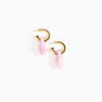 Dinosaur Designs Small Rock Hoop Earrings Earrings in Shell Pink color resin with Brass Hoop Material