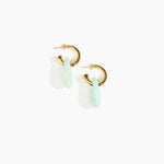 Dinosaur Designs Small Rock Hoop Earrings Earrings in Mint color resin with Brass Hoop Material