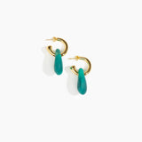 Dinosaur Designs Small Rock Hoop Earrings Earrings in Mineral Swirl color resin with Brass Hoop Material