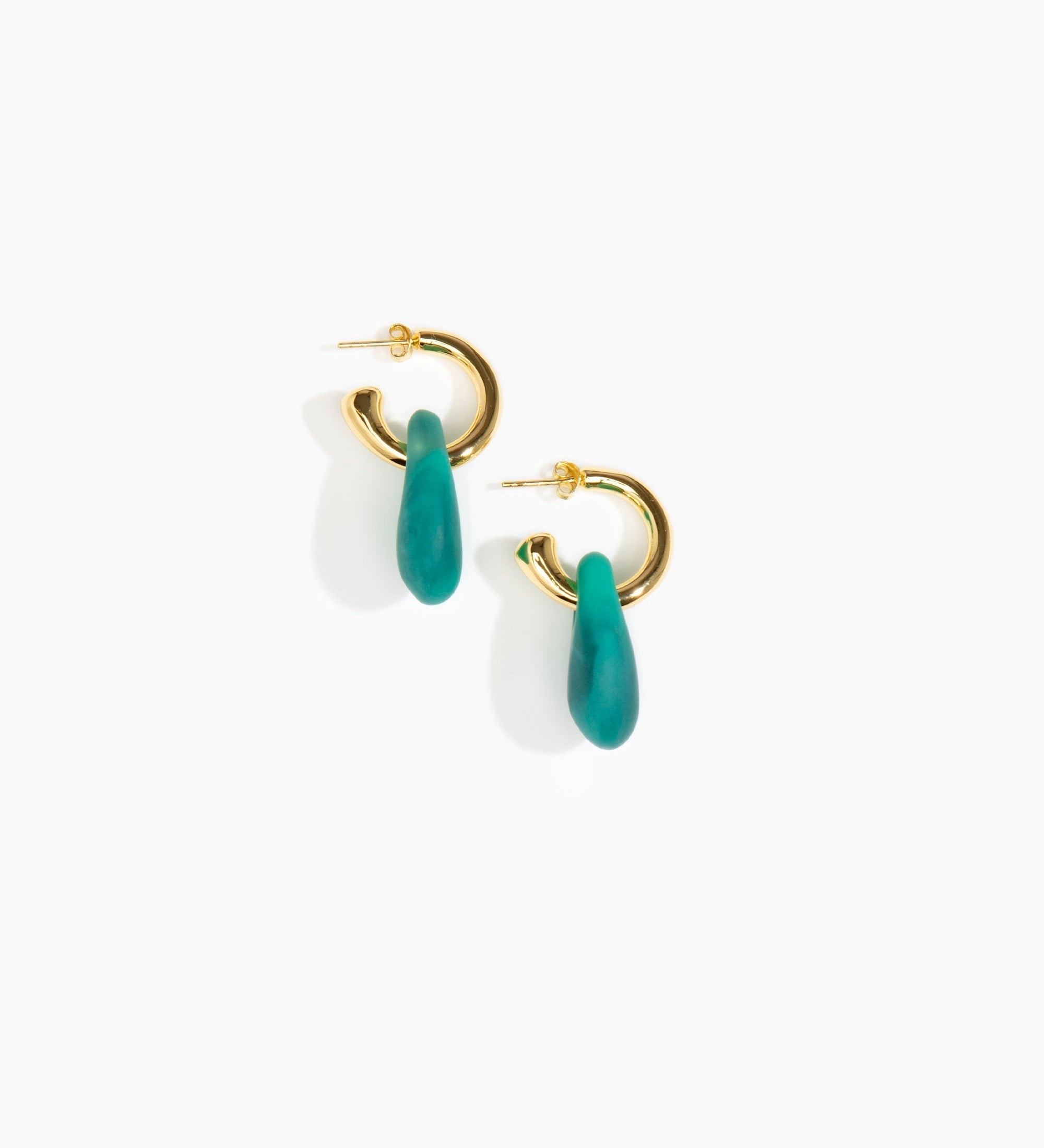 Dinosaur Designs Small Rock Hoop Earrings Earrings in Mineral Swirl color resin with Brass Hoop Material