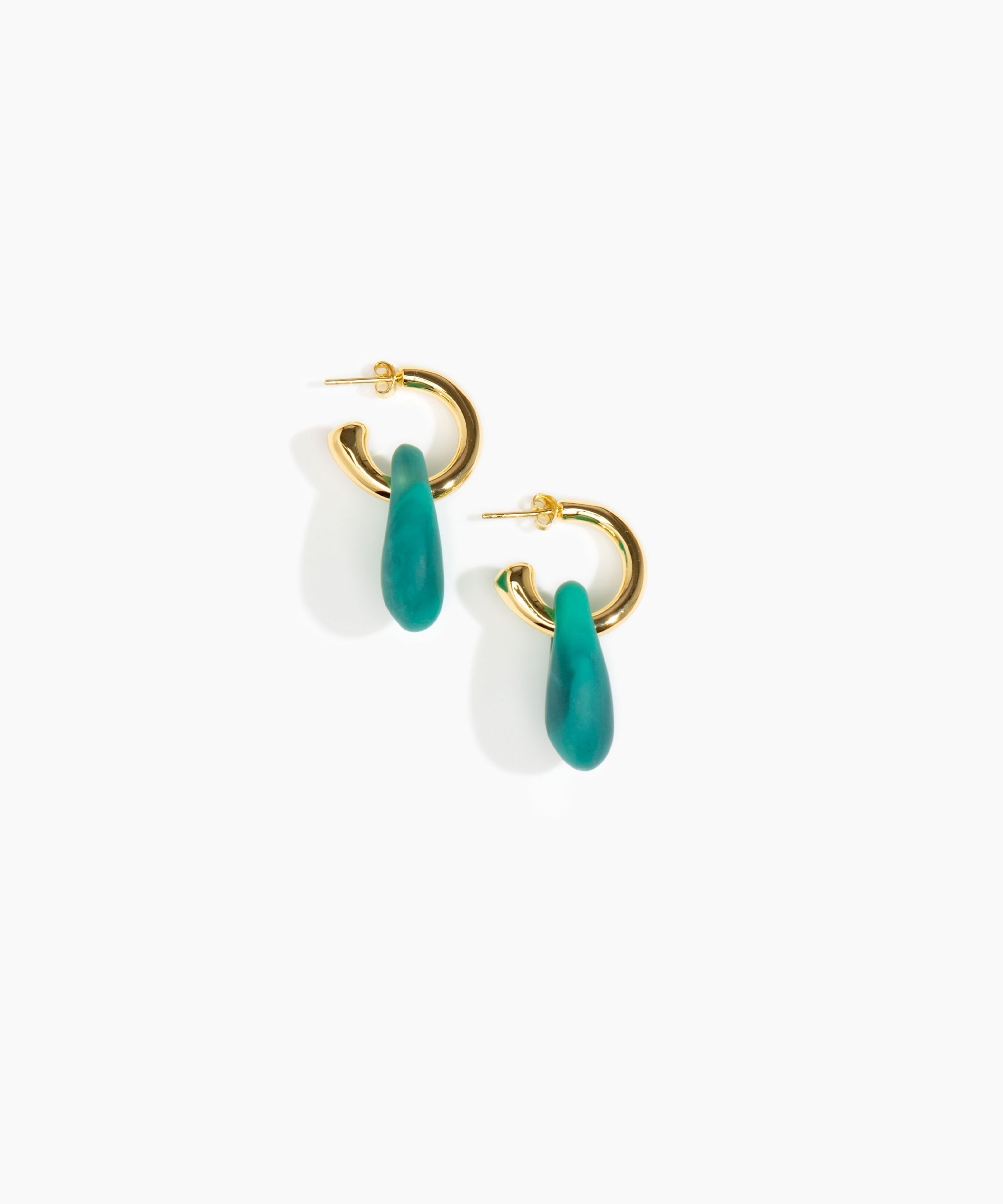 Dinosaur Designs Small Rock Hoop Earrings Earrings in Mineral Swirl color resin with Brass Hoop Material