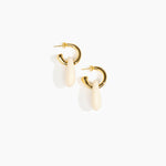 Dinosaur Designs Small Rock Hoop Earrings Earrings in Cream color resin with Brass Hoop Material