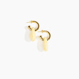 Dinosaur Designs Small Rock Hoop Earrings Earrings in Lemon color resin with Brass Hoop Material