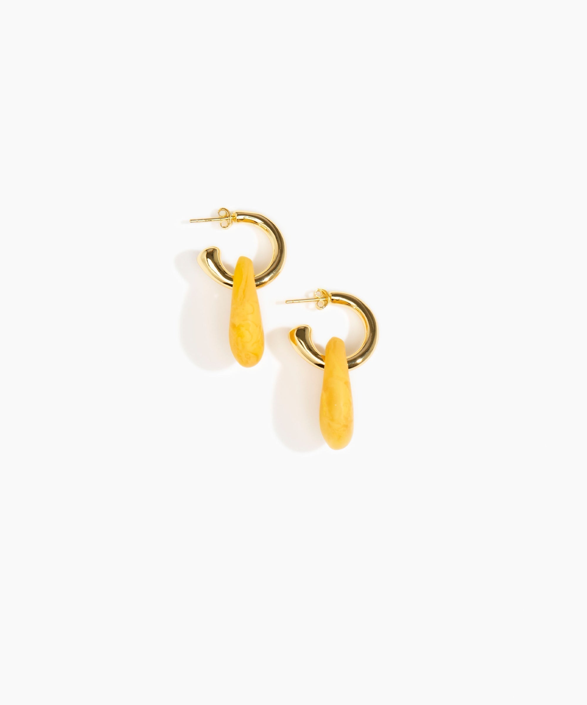 Dinosaur Designs Small Rock Hoop Earrings Earrings in Honeycomb Colour resin with Brass Hoop Material