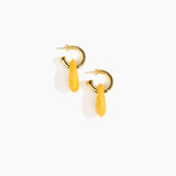 Dinosaur Designs Small Rock Hoop Earrings Earrings in Honeycomb color resin with Brass Hoop Material