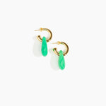 Dinosaur Designs Small Rock Hoop Earrings Earrings in Leaf color resin with Brass Hoop Material