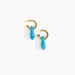 Dinosaur Designs Small Rock Hoop Earrings Earrings in Sky color resin with Brass Hoop Material