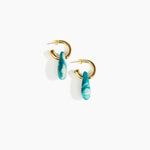 Dinosaur Designs Small Rock Hoop Earrings Earrings in Lagoon color resin with Brass Hoop Material