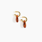 Dinosaur Designs Small Rock Hoop Earrings Earrings in Tortoise Colour resin with Brass Hoop Material