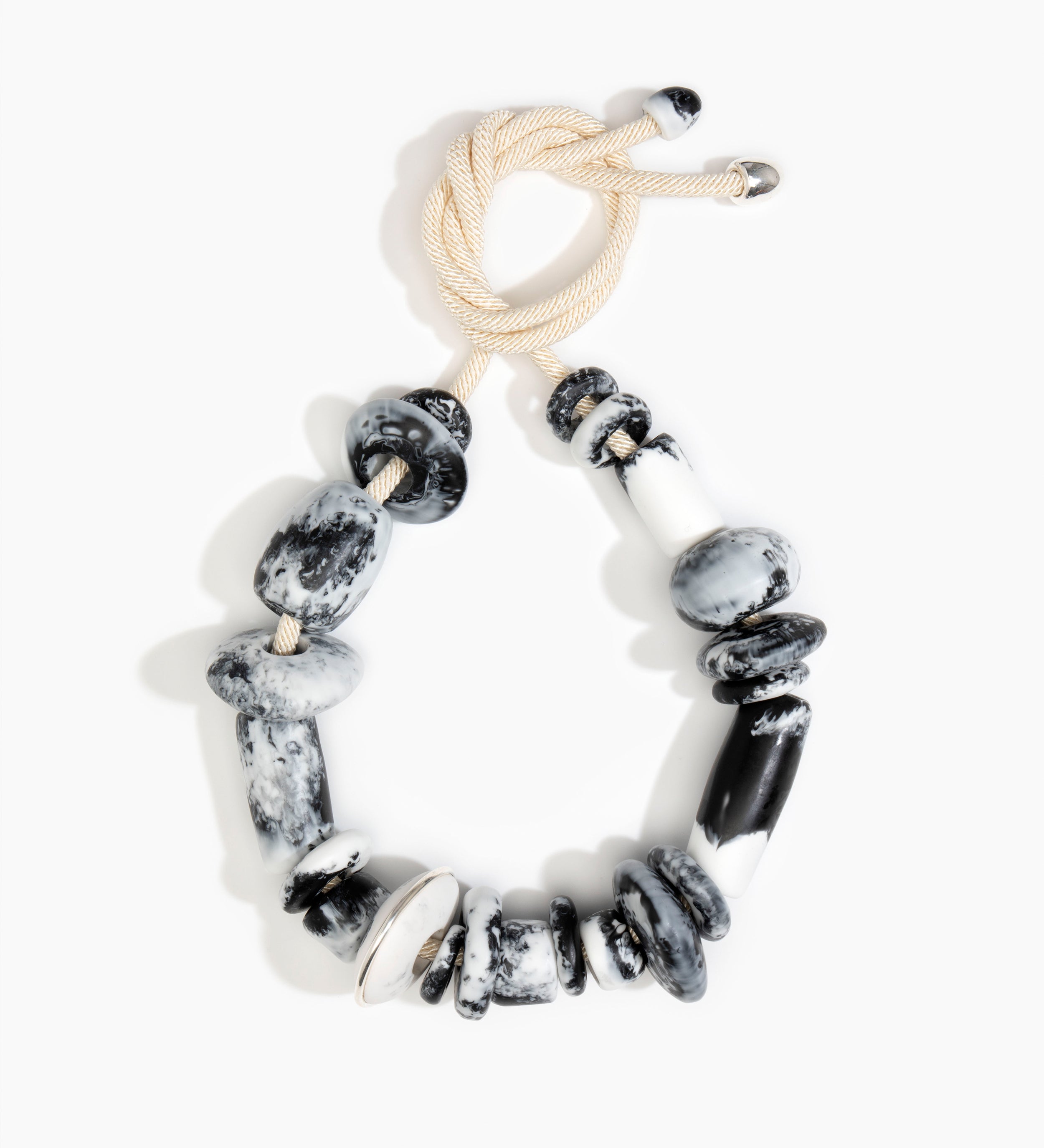 Dinosaur Designs Drift Necklace Necklaces in White Marble color resin with Silver-Plated Brass Material