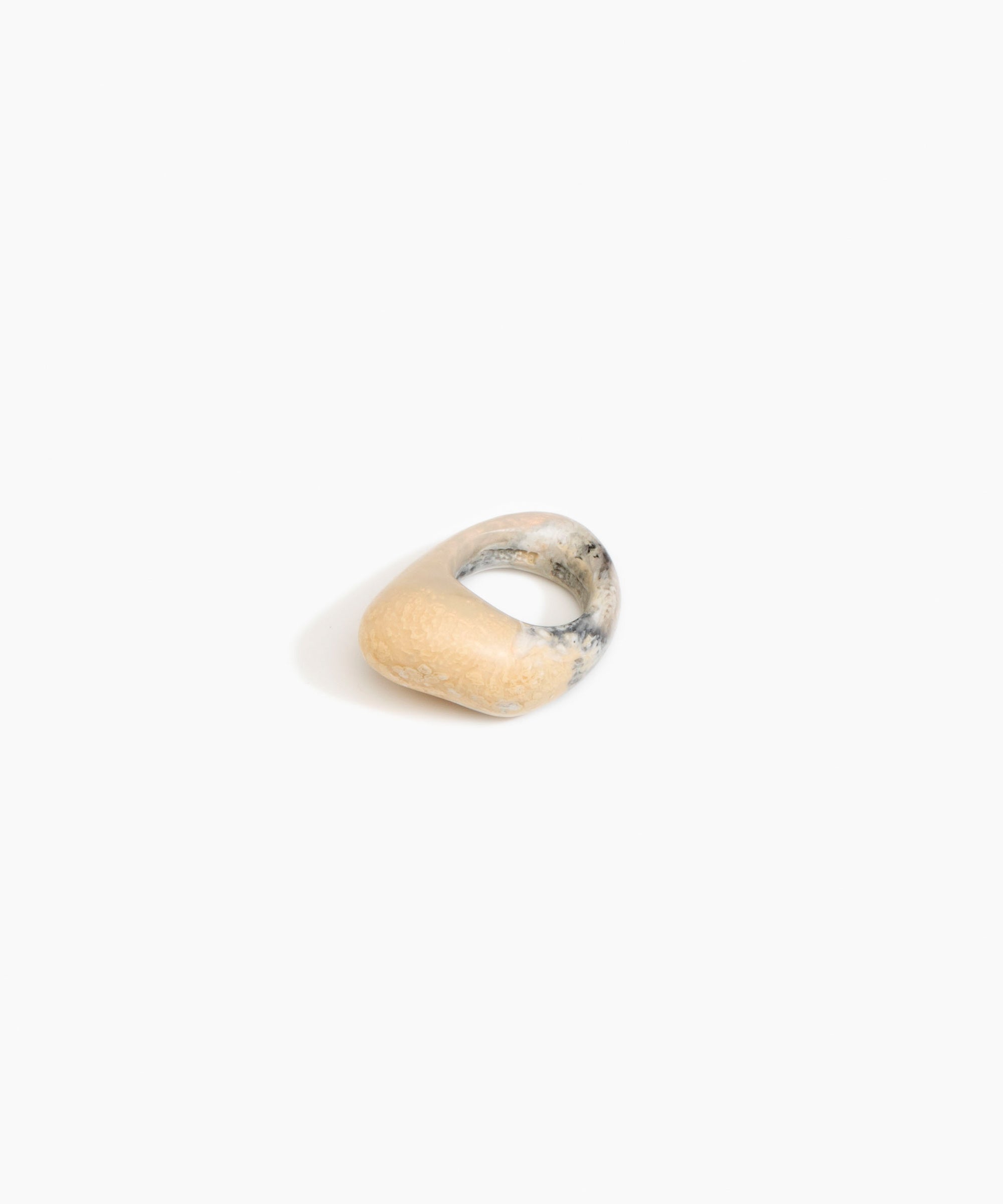 Dinosaur Designs Pebble Ring Rings in Sandy Pearl color resin with Regular Fit