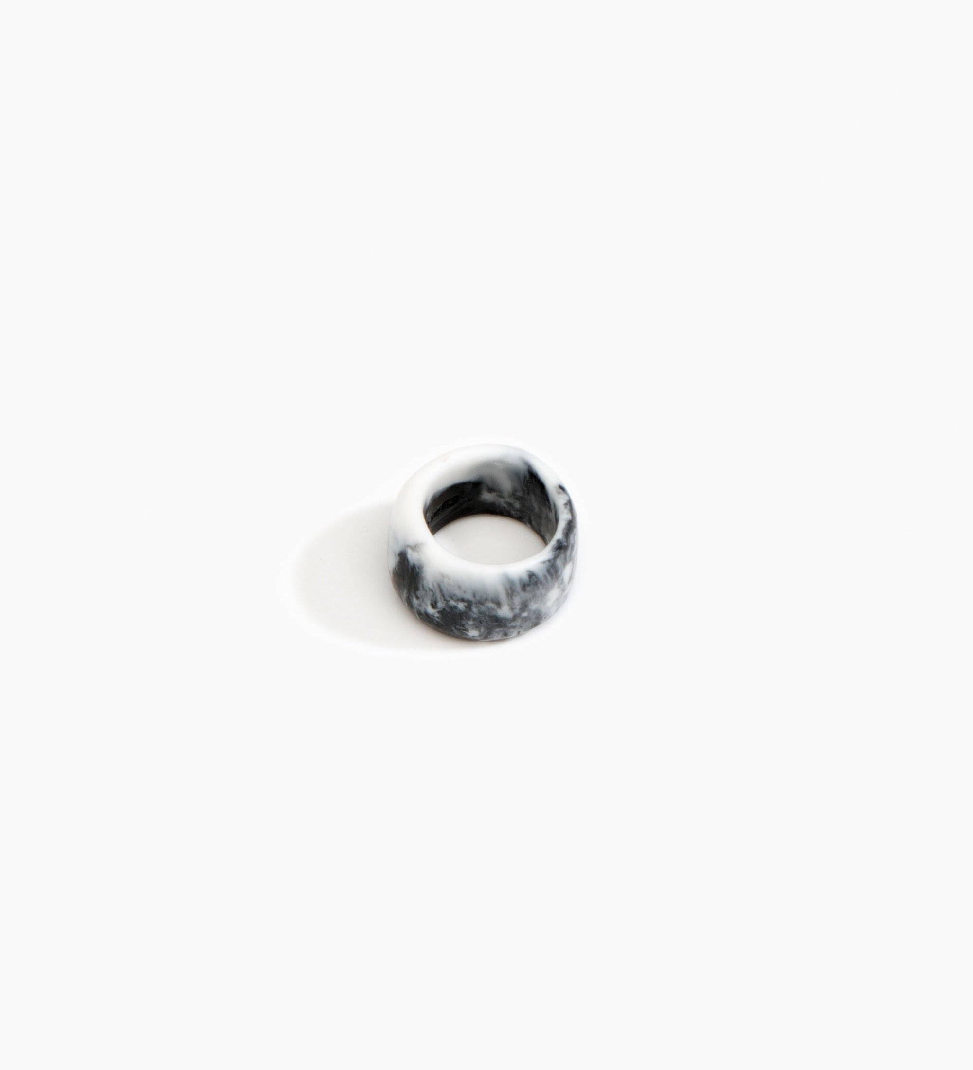 Dinosaur Designs Band Ring Rings in White Marble color resin with Wide Fit